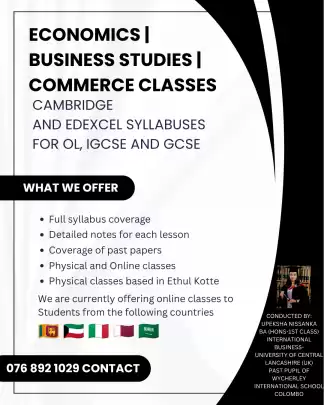Economics, Business Studies and Commerce classes for Edexcel and Cambridge syllabuses