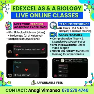 Edexcel A/L (AS and A2) Biology Classes