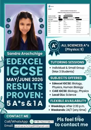 Edexcel and Caie IGCSE exam support from a peer tutor.