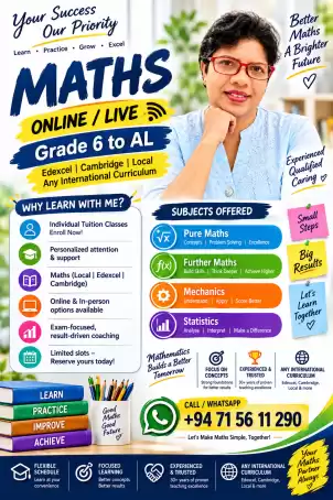 Edexcel /Cambridge / Any Syllabus Maths z @ Pannipitiya