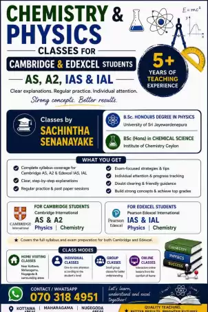 Edexcel & Cambridge ( AS/A2/IAS/ IAL) Chemistry & Physics classes