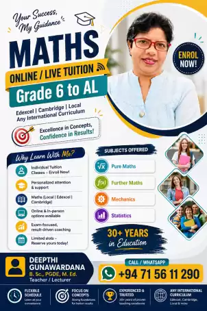 Edexcel / Cambridge / Local Online/ Physical Maths Clz @Pannipitiya
