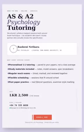 Edexcel IAL Psychology — Online Tuition