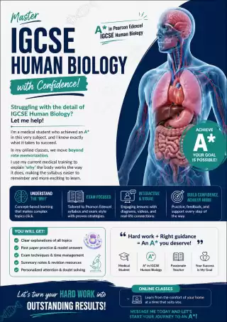 Edexcel IGCSE Human Biology classes conducted