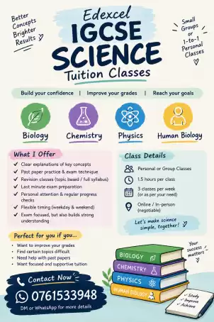 Edexcel IGCSE science classes available for 2027&2028 batch