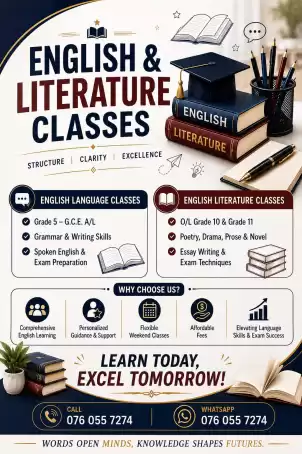 English and English Literature Classes (Online and Physical)
