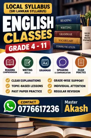 English class available for students from grade 4- 11