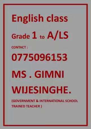 English Class For Grade 1 to A/Ls