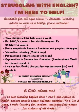 English classes available for kids!!