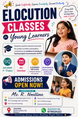 English Classes conducted in person and online