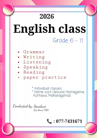 English classes for grade 6-11(O/L)