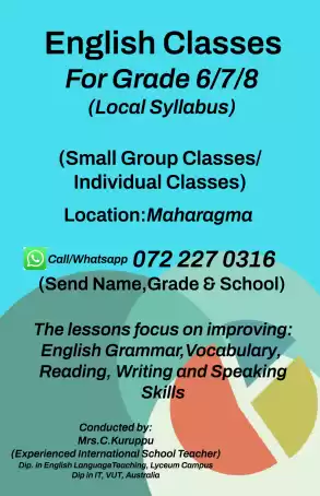 English Classes for Grade 6,7,8