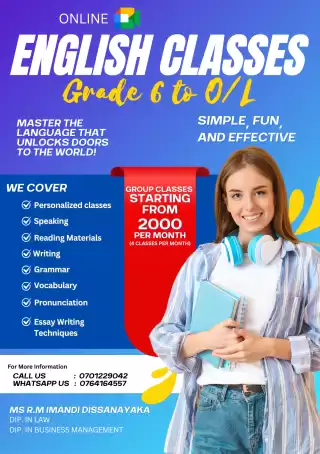 English Classes for Grade 6 to O/L – Improve Grammar,Reading, Writing & Speaking!