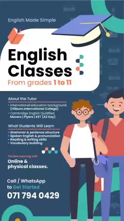 English classes for grades 1 to 11