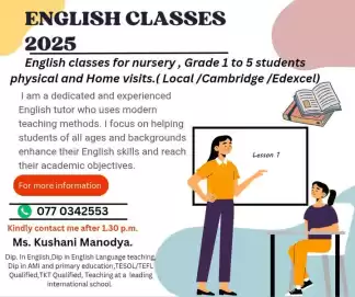 English classes for nursery to Grade 5 kids English classes for nursery to Grade 5 kids
