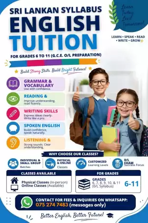 📚 ENGLISH CLASSES — SRI LANKAN SYLLABUS (GRADES 6–11)