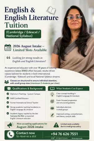 English & English Literature Tuition | National Syllabus (Local)