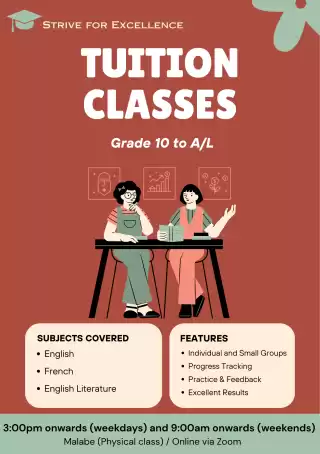 English / French / English Literature classes from Grade 3 to A/L