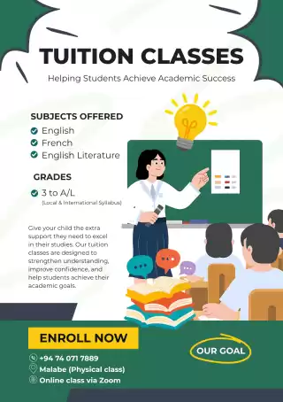 English / French / English Literature classes from Grade 3 to A/L