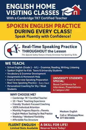 🎓 English Home Visiting Classes – With a Cambridge TKT Certified Teacher 🏡 🎓 English Home Visiting Classes – With a Cambridge TKT Certified Teacher 🏡