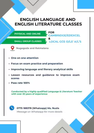 English Language and Literature Classes for Cambridge, Edexcel, and Local O/L & A/L