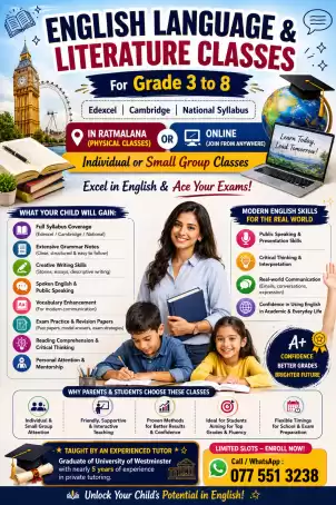 🌟 ENGLISH LANGUAGE & LITERATURE CLASSES (Grade 3–8) 🌟 Edexcel | Cambridge | National Syllabus