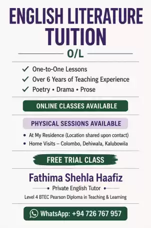 English Language & Literature Tuition (O/L, AS, A/L)