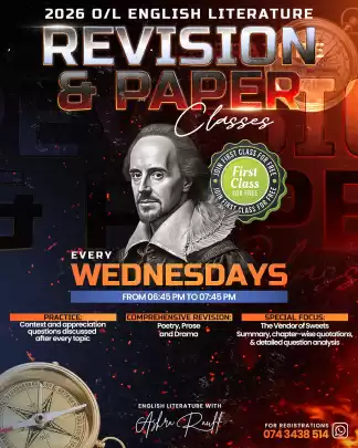 ENGLISH LITERATURE BY ASHRA RAUFF- REVISION AND PAPER CLASSES FOR 2026 O/L BATCH