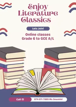 English Literature class from Grade 6 to GCE O/L