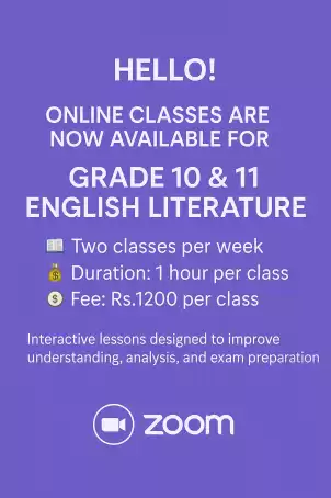 English Literature Classes for Gr. 10 & 11 students