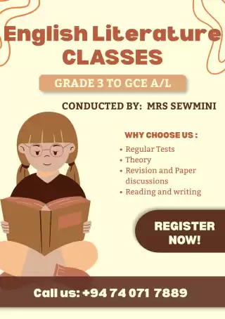 English Literature classes for Grade 3 to GCE O/L