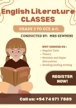 English Literature classes from Grade 3 to GCE A/L