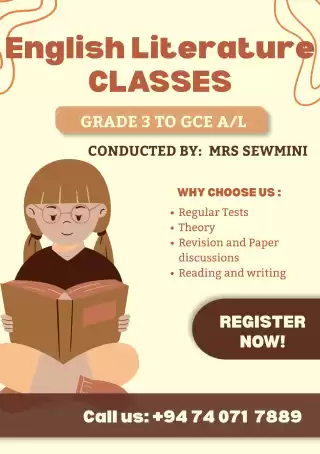 English Literature classes from Grade 6 to GCE O/L Students
