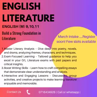 English Literature classes from grade 8 to 11