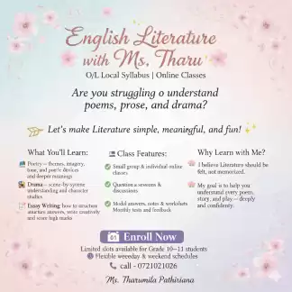 English Literature Classes (Grade 6 - 11 O/ls)