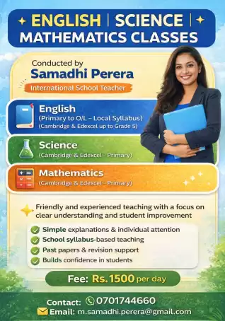 English, Mathematics and Science classes