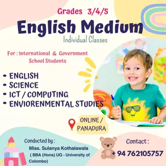 ENGLISH MEDIUM CLASSES ( Grades 3,4 & 5 )