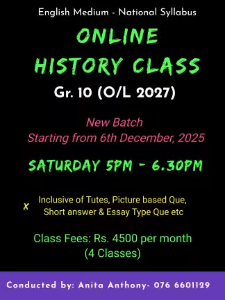 English Medium - History Class- Gr 10