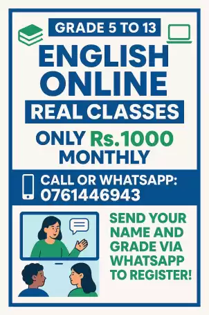 English online classes for grade 5 to 11 and A/L GENRAL ENGLISH
