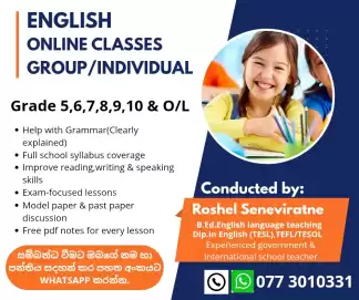 English online classes-Grade 5 to O/L (2026)