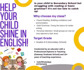 English Support Classes for Secondary School Students