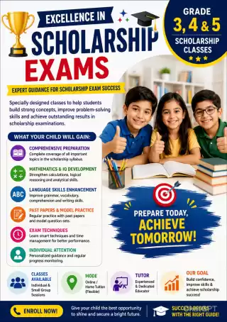 Excellence in Scholarship Exams – Grade 3, 4 & 5 Classes