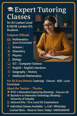 Expert Tutoring Classes for Srilankan Local & IGCSE London O/L and other grades Students