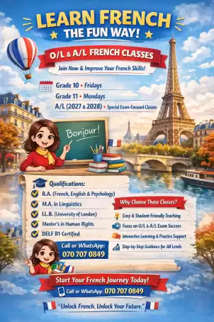 French Class for Grade 10, Grade 11, A/L (2027), and A/ L (2028)