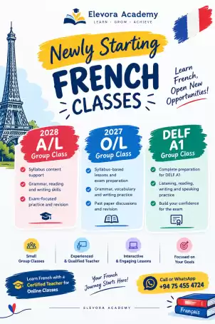 French Classes | 2028 A/L, 2027 O/L & DELF A1 – Elevora Academy