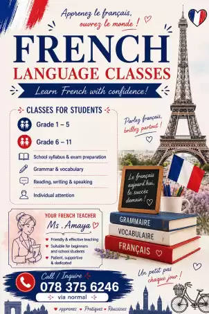 French classes for grade 6 to 11 students