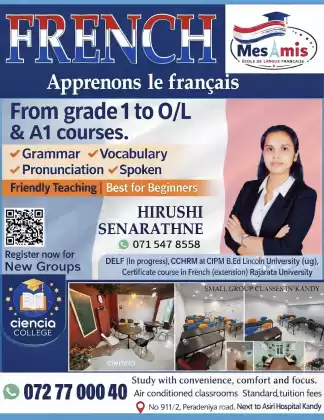 French Classes in Kandy Grade 1 - 11(O/L)