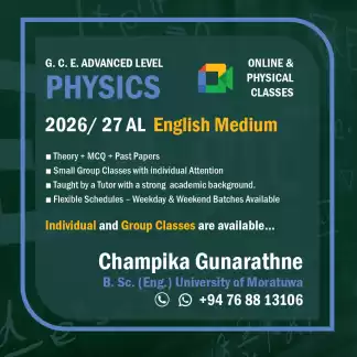 GCE AL Phsysics (English Medium) Individual and Group Classes