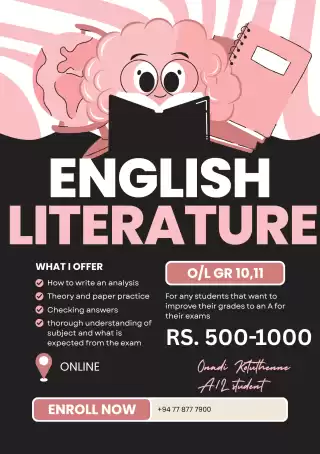 GCE O/L Gr10/11 ENGLISH LITERATURE revision classes individual online