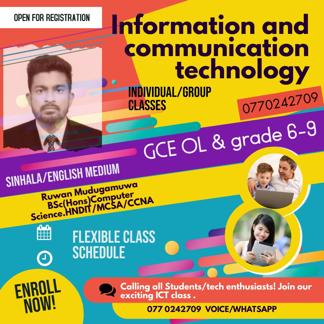 GCE OL and Grade 6-9 ICT Individual/Group Classes  